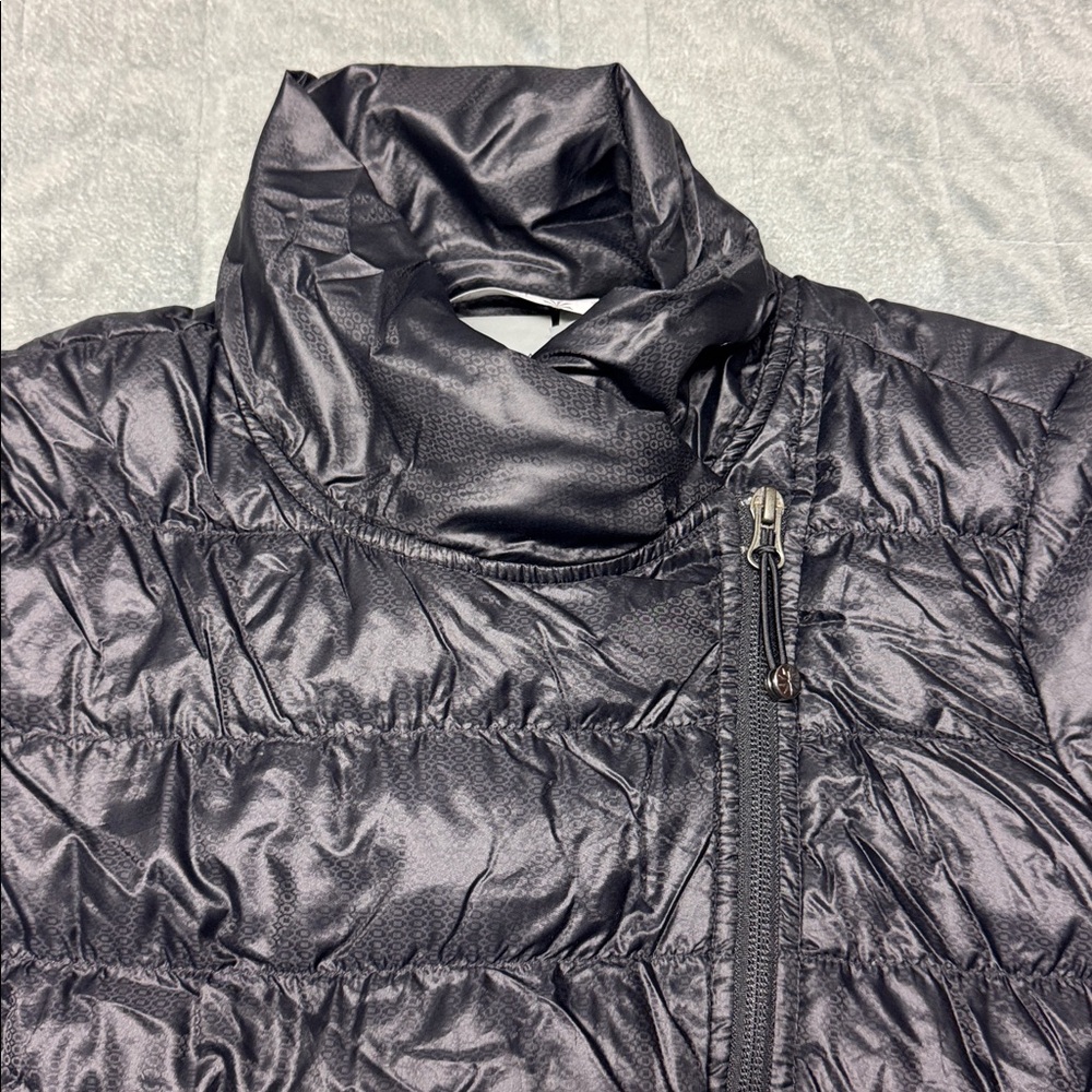 Athleta Down Puffer Jacket, Moto, Asymmetrical Zi… - image 4